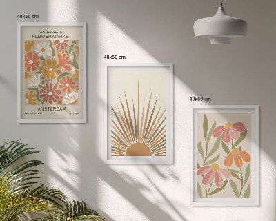 Tavelpaket med ramar Pastellfärgade solblommor