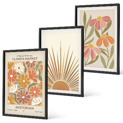 Tavelpaket med ramar Pastellfärgade solblommor
