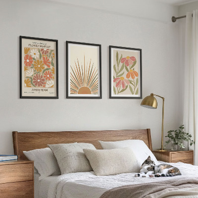 Tavelpaket med ramar Pastellfärgade solblommor