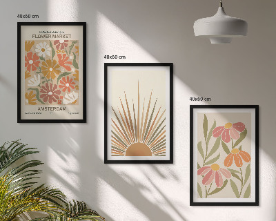 Tavelpaket med ramar Pastellfärgade solblommor