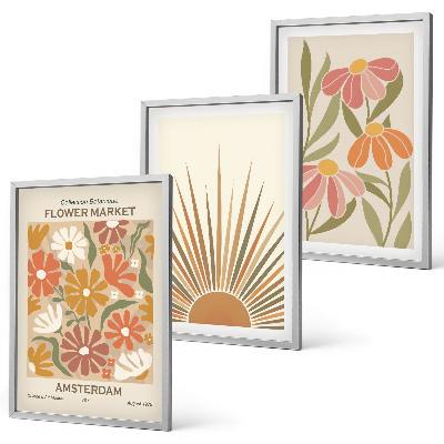 Tavelpaket med ramar Pastellfärgade solblommor