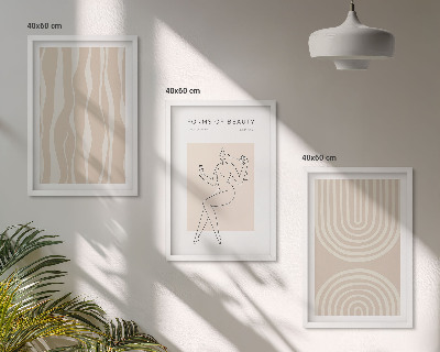 Set om 3 tavlor Abstrakta boho-dekorationer