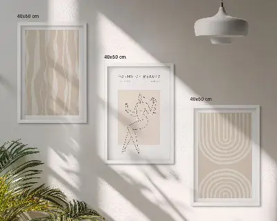 Abstrakta boho-dekorationer set om 3 tavlor