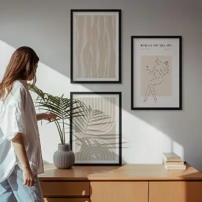 Abstrakta boho-dekorationer set om 3 tavlor