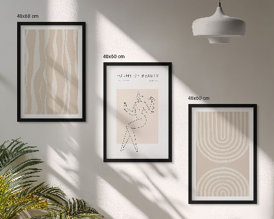Set om 3 tavlor Abstrakta boho-dekorationer