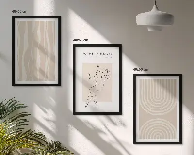 Abstrakta boho-dekorationer set om 3 tavlor