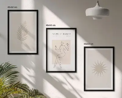 Minimalistiska former som tavloset tavloset ovanför soffa