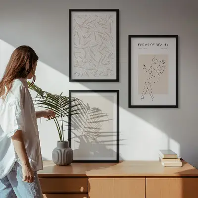 Botaniska motiv tavelset med ramar