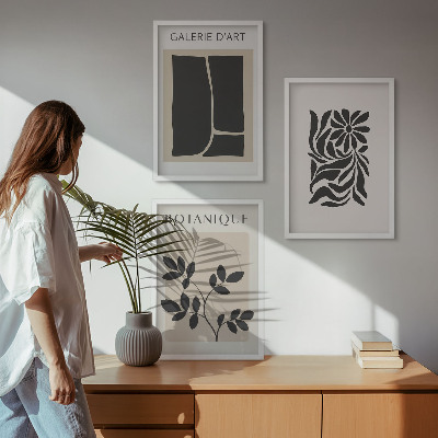 Tavelset ovanför soffa Abstrakta växtmönster