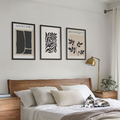 Tavelset ovanför soffa Abstrakta växtmönster