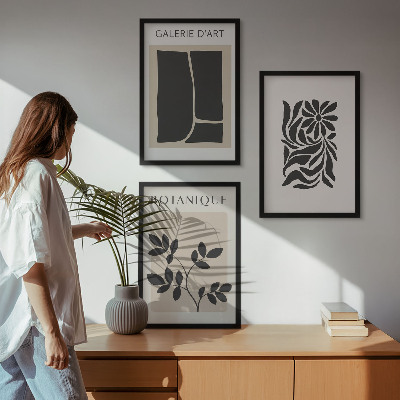 Tavelset ovanför soffa Abstrakta växtmönster