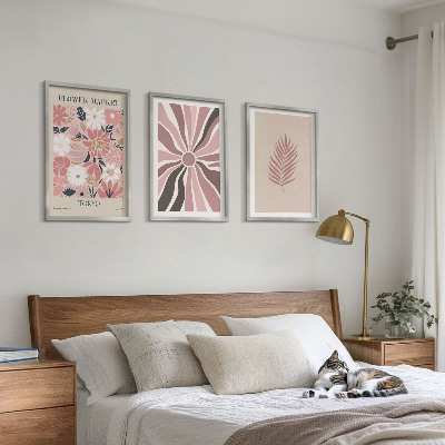 Tavelpaket med ramar Blommiga bladmönster och geometri