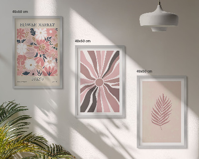 Tavelpaket med ramar Blommiga bladmönster och geometri