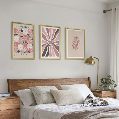 Tavelpaket med ramar Blommiga bladmönster och geometri