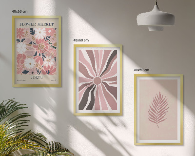 Tavelpaket med ramar Blommiga bladmönster och geometri