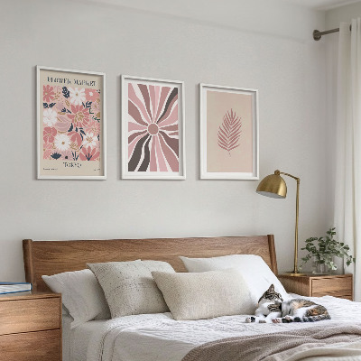 Tavelpaket med ramar Blommiga bladmönster och geometri