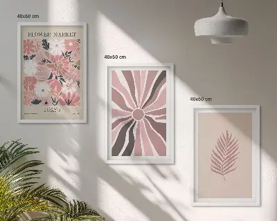 Tavelset med ramar blommiga bladmönster och geometriska former
