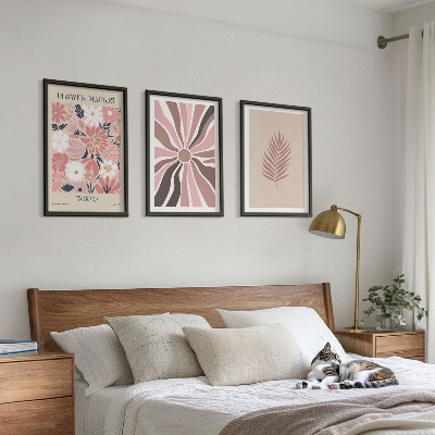 Tavelpaket med ramar Blommiga bladmönster och geometri