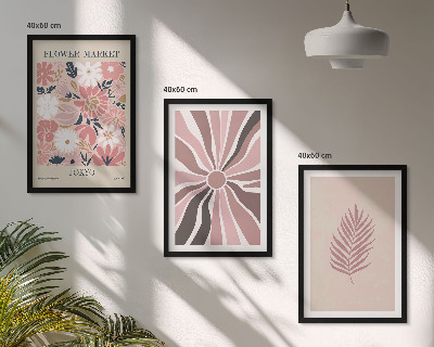 Tavelpaket med ramar Blommiga bladmönster och geometri