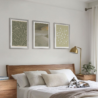 Set om 3 tavlor Abstrakta blommiga vågmönster