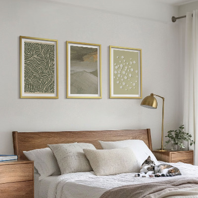 Set om 3 tavlor Abstrakta blommiga vågmönster
