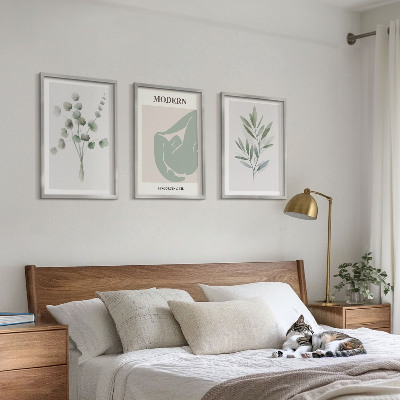 Tavelset ovanför soffa Växtmotiv i grönt
