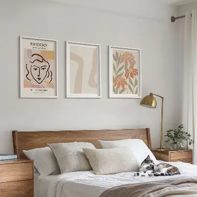 Modern abstrakt kvinna tavelset med ramar