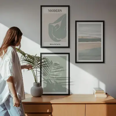 Abstrakta pastellfärgade växtformer set om 3 tavlor