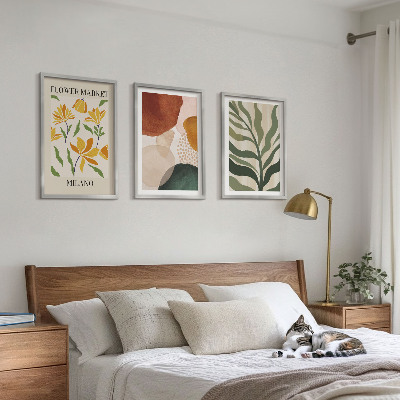 Set om 3 tavlor Blommiga abstrakta former