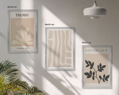 Tavelset ovanför soffa Snygga växtmönster beige svart