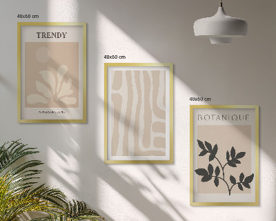Tavelset ovanför soffa Snygga växtmönster beige svart
