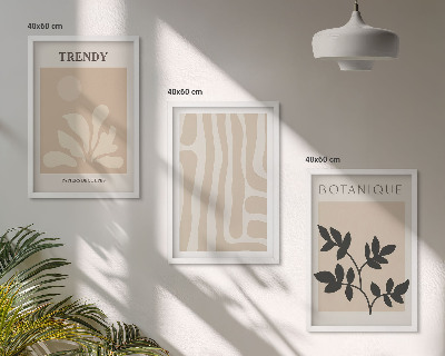 Tavelset ovanför soffa Snygga växtmönster beige svart