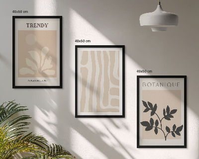 Tavelset ovanför soffa Snygga växtmönster beige svart