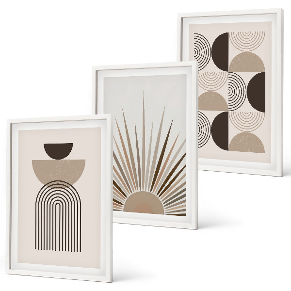 Tavelpaket med ramar Abstrakta former beige brun