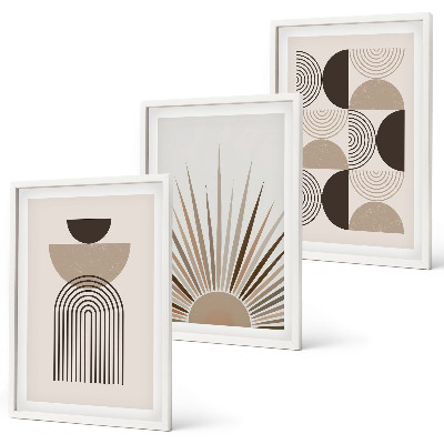 Tavelpaket med ramar Abstrakta former beige brun