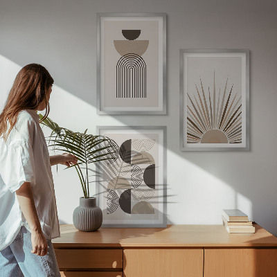 Tavelpaket med ramar Abstrakta former beige brun