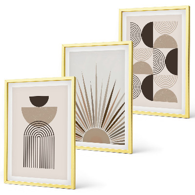 Tavelpaket med ramar Abstrakta former beige brun