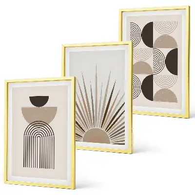 Tavelset med ramar abstrakta former i beige och brunt