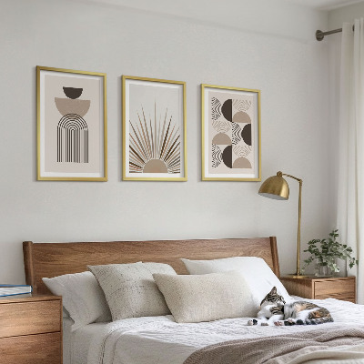 Tavelpaket med ramar Abstrakta former beige brun