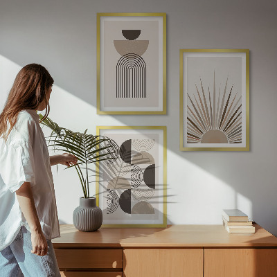 Tavelpaket med ramar Abstrakta former beige brun