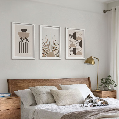 Tavelpaket med ramar Abstrakta former beige brun
