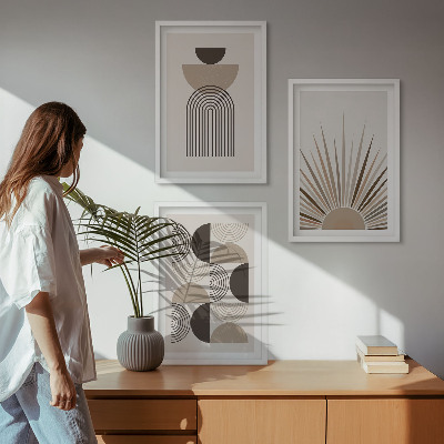 Tavelpaket med ramar Abstrakta former beige brun