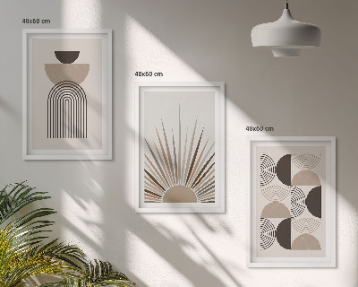 Tavelpaket med ramar Abstrakta former beige brun