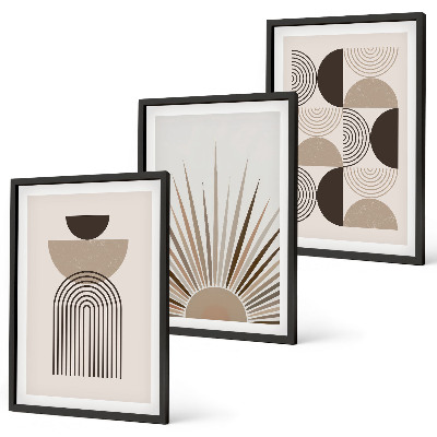 Tavelpaket med ramar Abstrakta former beige brun
