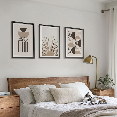 Tavelpaket med ramar Abstrakta former beige brun