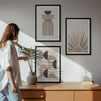 Tavelpaket med ramar Abstrakta former beige brun