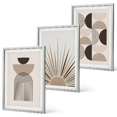 Tavelpaket med ramar Abstrakta former beige brun
