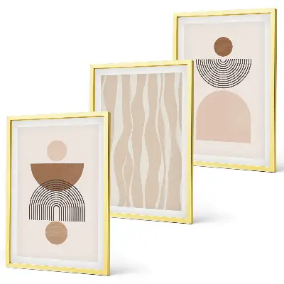 Abstrakta former brun beige set om 3 tavlor