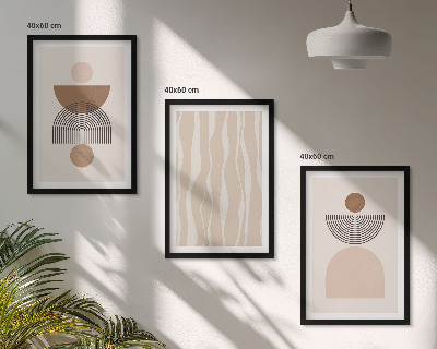 Set om 3 tavlor Abstrakta former brun beige
