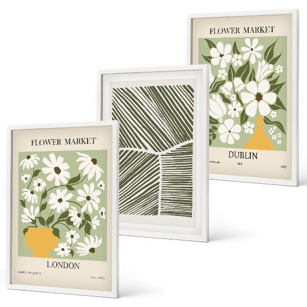 Tavelpaket med ramar Blommönster London Dublin